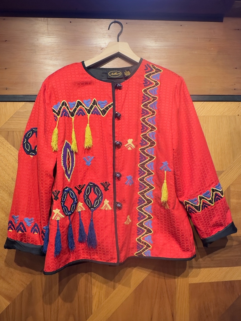 Allure Red Embroidered Tassel Blazer Jacket boho vintage Art you wear